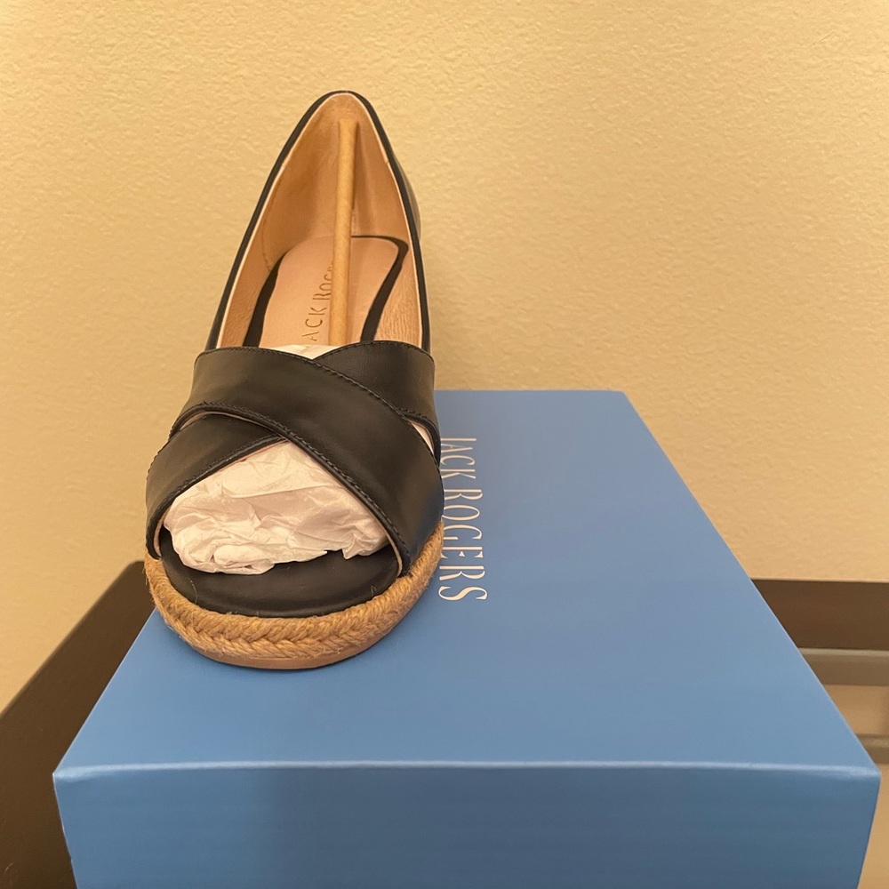 Jack Rogers Palmer Criss-Cross Espadrille Wedge- Midnight (Navy) - Size 8 & 8.5